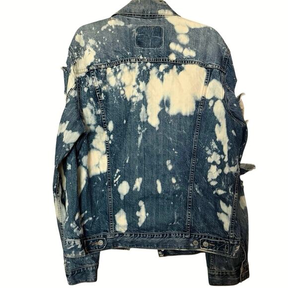 Levi’s y2k 90’s style distressed torn bleached destroyed denim jacket L large - Picture 4 of 13